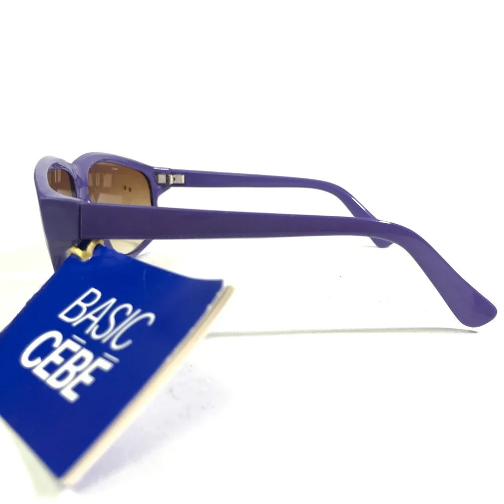 Vintage Cebe Sunglasses Matte Purple Square Frames with Brown Lenses